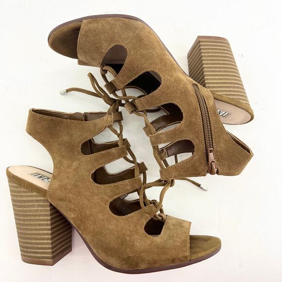 INC International Concepts (7) Radka Brown Suede Leather Chunky Caged Heels - Picture 3 of 10